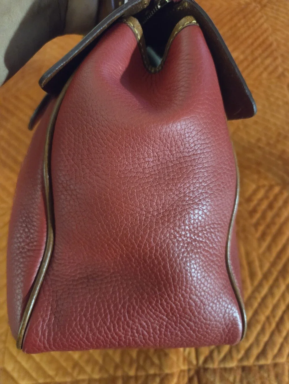 Dooney & Bourke Pebble Leather Satchel Red Brown Crossbody EUC